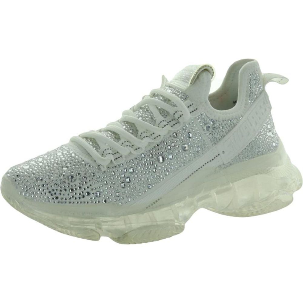 Steve Madden Womens Maxima-R White Bling Sneakers NWOT